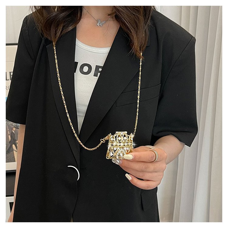 Cubic Zirconia 18K Gold Silver Banquet Shoulder Chain Small Bag Bulk