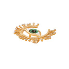 Green Evil Eye Gold Plated Rhinestone Adjustable Cocktail Ring Bulk