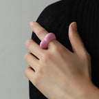 Heart 18K Gold Red Pink Black Enamel Ring For Women Bulk