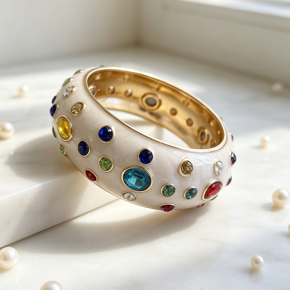 Designer Multi Color Enamel Gold Rhinestone Copper Cuff & Kadan Bulk
