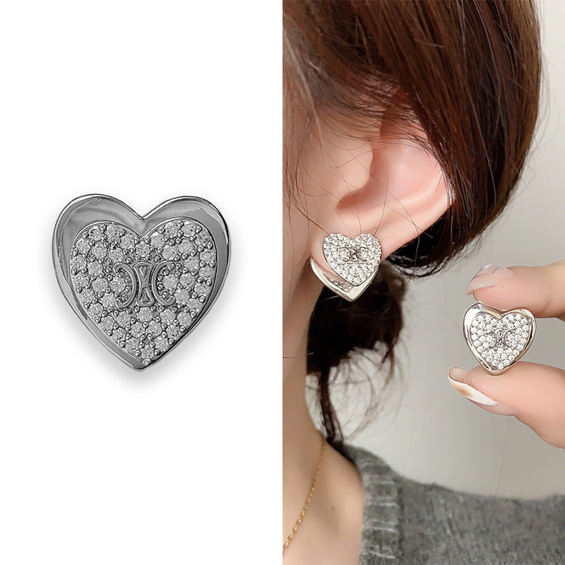 Heart 18K Gold Silver CZ Anti Tarnish Stud Earring Pair Bulk