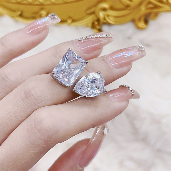 Bulk Designer Double Shape Silver CZ Copper Anti Tarnish Fancy Ring Main image