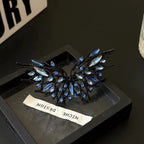 Bulk Blue Butterfly Black Rhinestone Alloy Adjustable Cocktail Ring