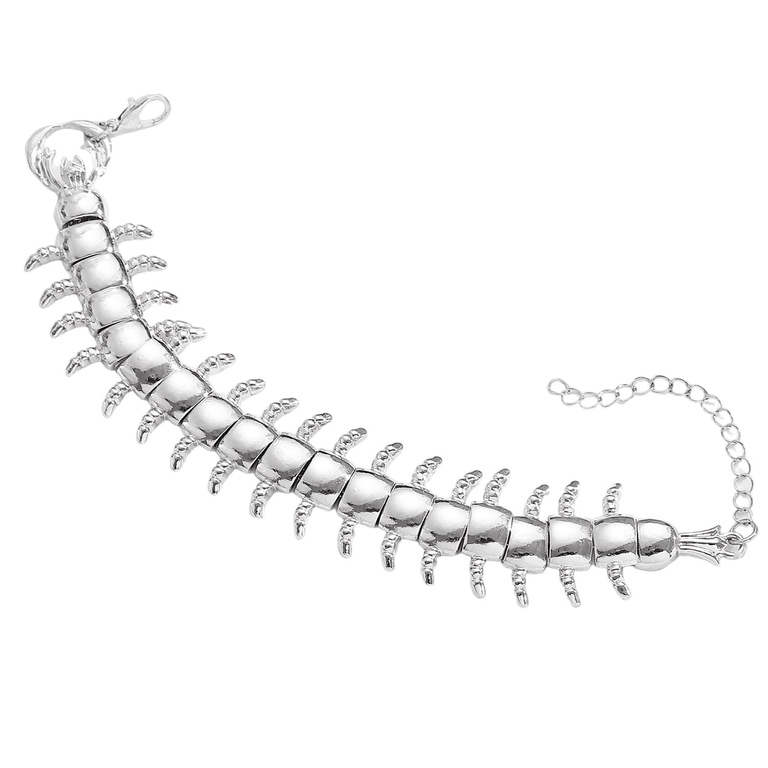 Gothic Centipede Design Silver Plated Alloy Bracelet For Men Wholesale