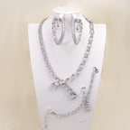 Premium Silver Tone Teardrop CZ Copper Necklace Combo Set Wholesale