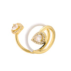 Multi Color Drop Three-Layer Gold Cubic Zirconia Copper Ring Women Bulk