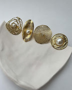 Round Pearl 18K Gold Plated Anti Tarnish Free Size Ring For Women