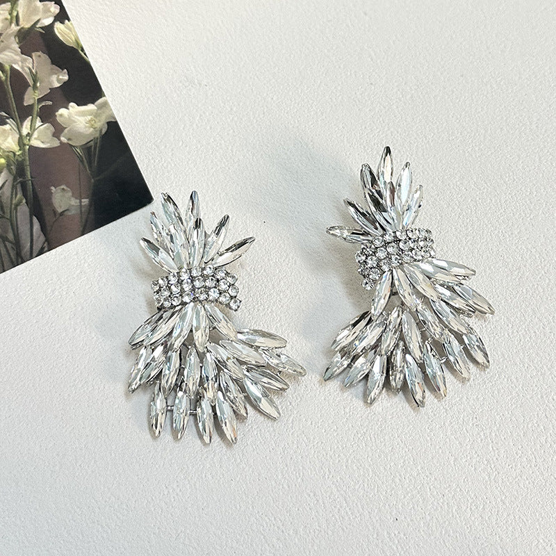 Marquise Cut Bunch Cubic Zirconia Silver Dangler Stud Earring Bulk