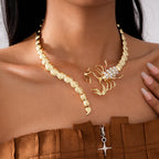 White Designer Scorpion Gold Plated Rhinestone Necklace For Women Bulk