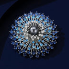 Designer Round Floral Gold Silver Plated CZ Pearl Copper Brooch Bulk