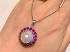 Pearl Green Pink Silver CZ Anti Tarnish Necklace Earring Set Bulk