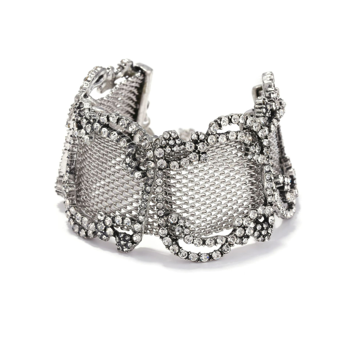 Designer Wide Mesh Link Gold Silver Plated Bracelet For Women Whlesale