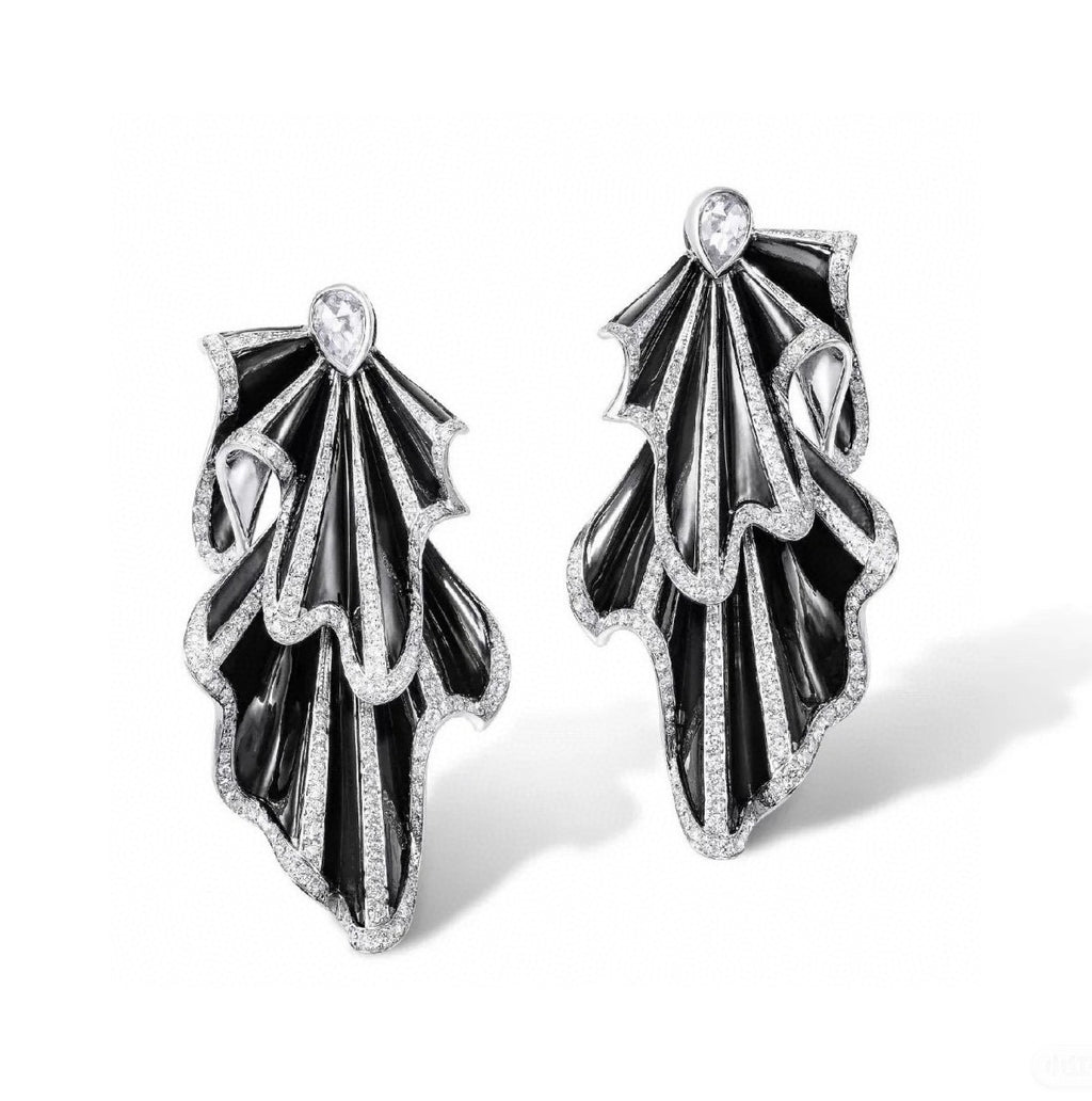 Studded Silver Maroon Red Cubic Zirconia Dangler Earring Women Bulk