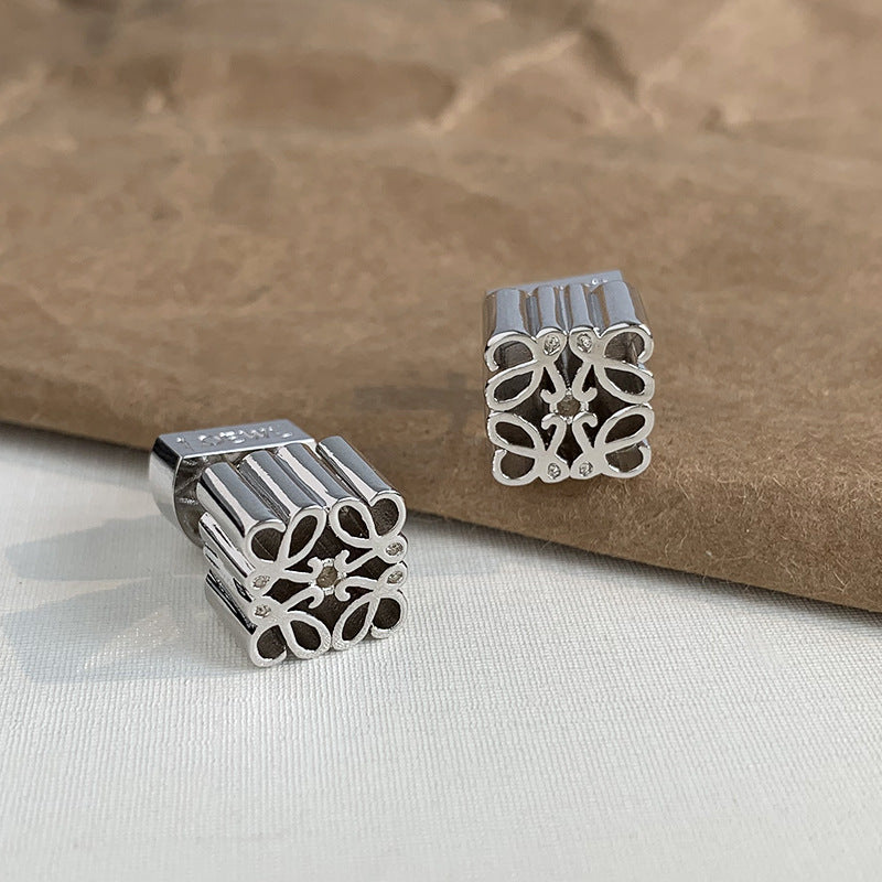 Square Filigree 18K Gold Silver Anti Tarnish Stud Earring Women Bulk