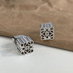 Square Filigree 18K Gold Silver Anti Tarnish Stud Earring Women Bulk
