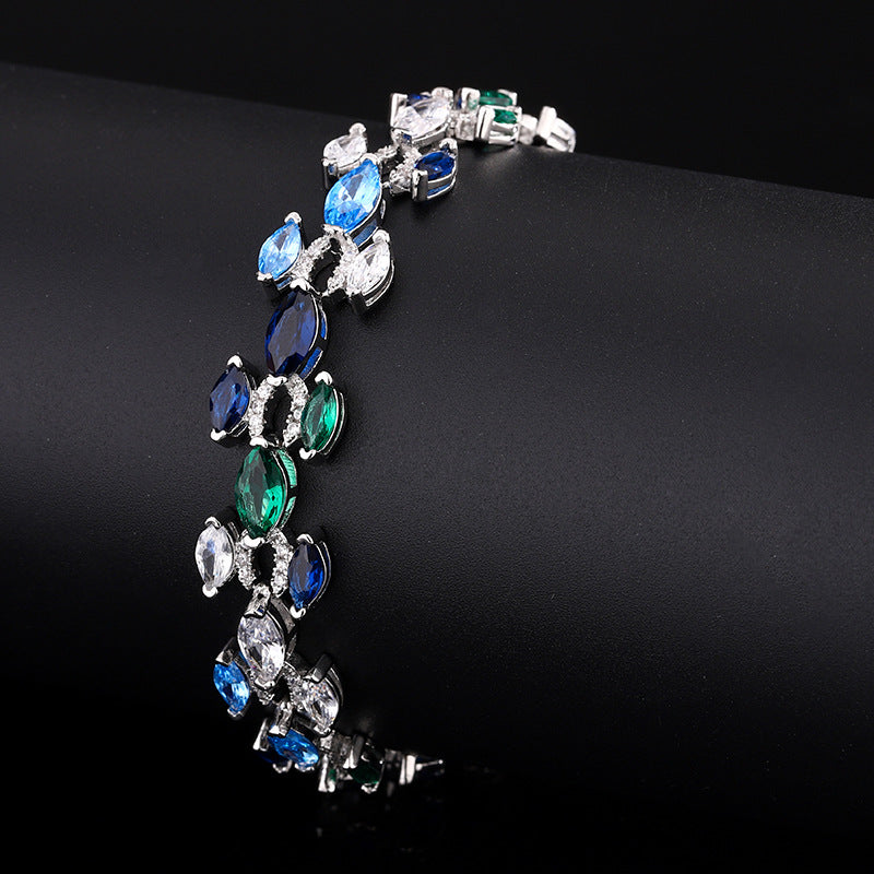 Oval Multi Gemstone Crystal Solitaire Silver Tennis Bracelet Bulk