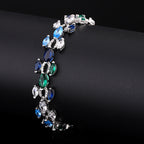 Oval Multi Gemstone Crystal Solitaire Silver Tennis Bracelet Bulk