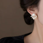 White Crown Pearl Gold Cubic Zirconia Copper Stud Earrings Women Bulk