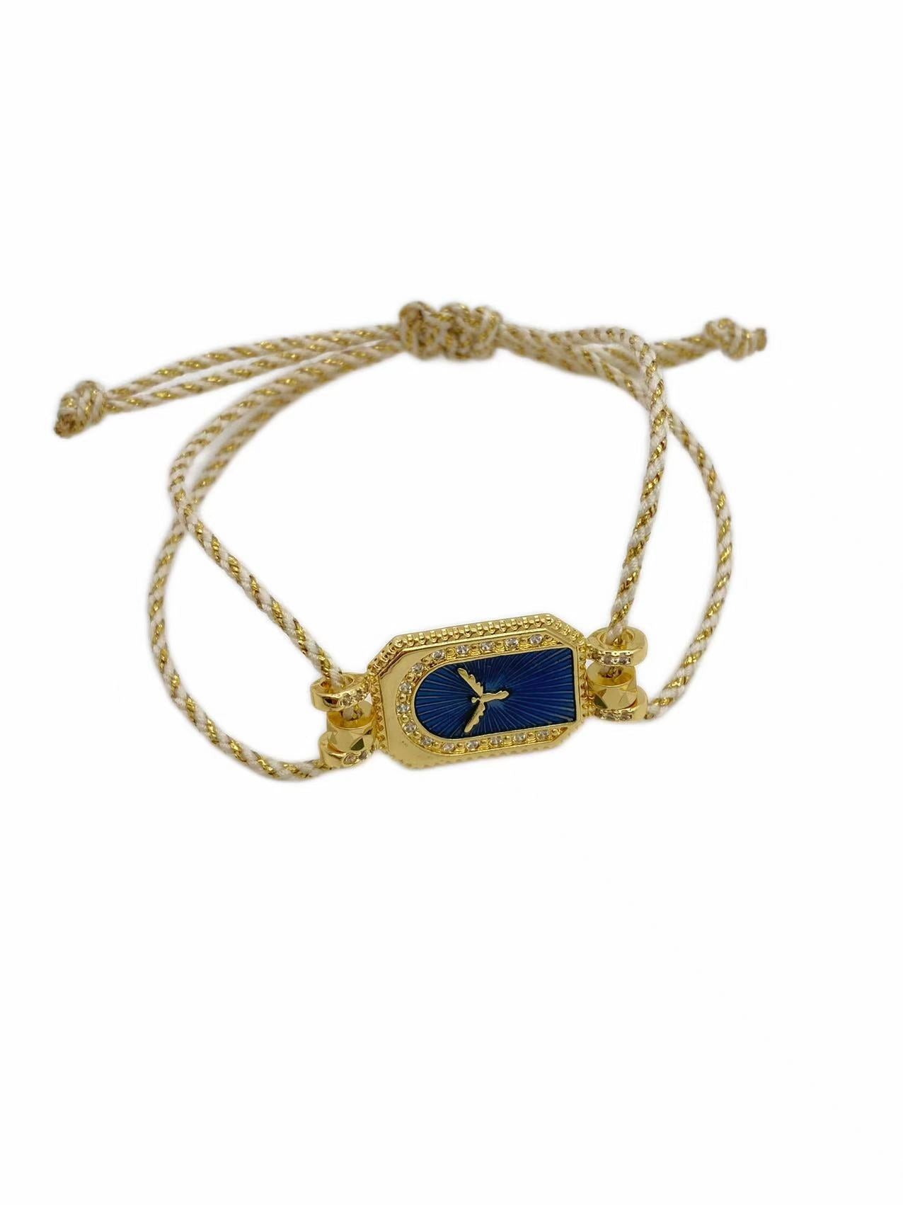 Evil Eye Bird Star 18K Gold CZ Enamel Adjustable Thread Bracelet Bulk