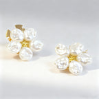 Wholesale White Premium Flower Style Gold Pearl Brass Button Cover