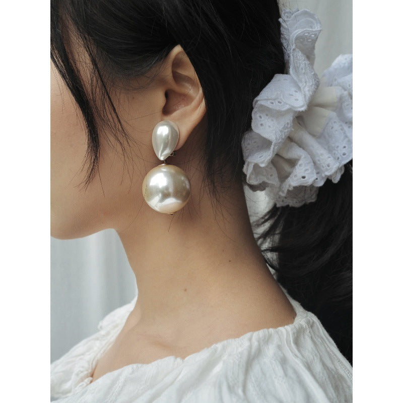Designer Double White Pearl Gold Anti Tarnish Copper Drop Earrings Bulk