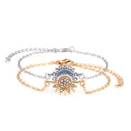 Sun Moon 18K Gold Silver Blue CZ Chain Bracelet Pack Of 2 Bulk