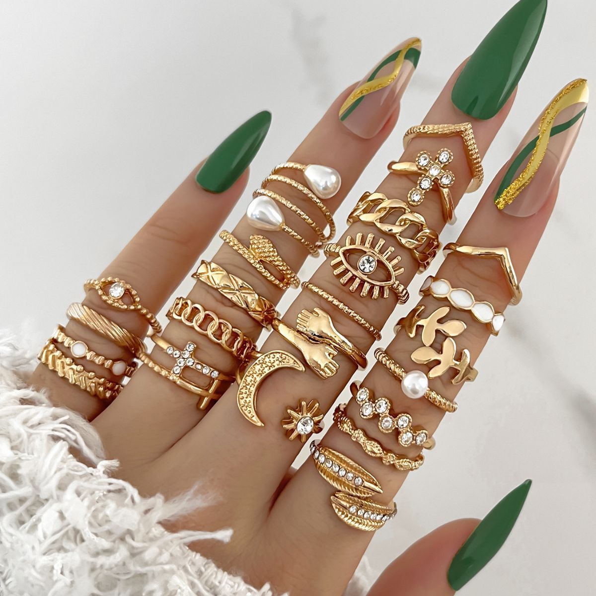 Various Design 18K Gold Free Size Ring Combo Set For Women Bulk Main image