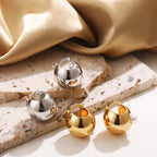 Modern Puffy Gold Silver Pearl Stainless Steel Hoop Earrings Wholesale
