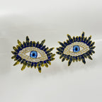 Shadow Eyelash Evil Eye CZ 18K Gold Black Stud Earring Bulk