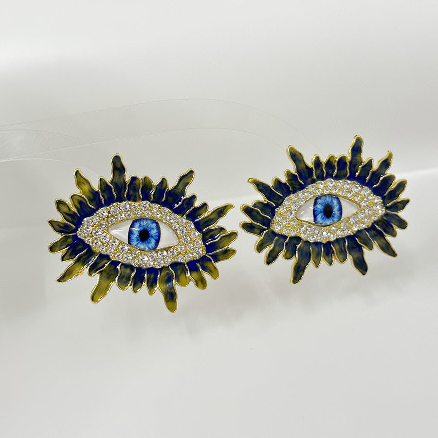 Shadow Eyelash Evil Eye CZ 18K Gold Black Stud Earring Bulk