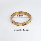 Cherry & Strawberry Stretchable Gold Enamel Stainless Steel Bracelet Bulk
