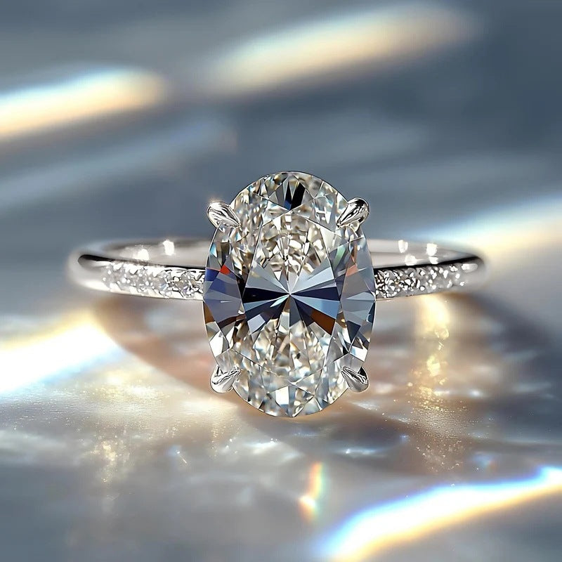 Gold Silver Oval Cubic Zirconia Copper Anti Tarnish Size Ring Women Bulk