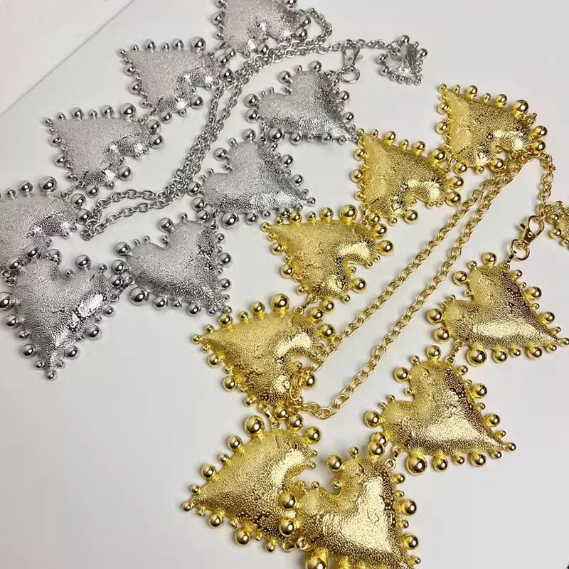 Beaten Finish Heart 18K Gold Waist Chain Band For Women Bulk
