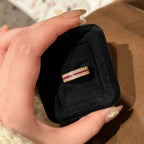 18K Gold Pink Cubic Zirconia Surface Anti Tarnish Band Ring Women Bulk