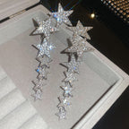 Star CZ Silver White Anti Tarnish Dangler Tassel Earring Bulk