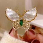 Designer Butterfly Gold Mother Of Pearl CZ Copper Brooch Wholesale