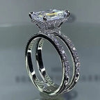 Square Solitaire Cubic Zirconia Silver Anti Tarnish Ring Women Bulk