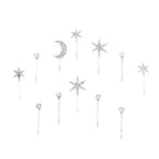 Star Moon Rhinestone Silver Hair Clips Hair Accessories For Women