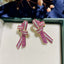 Pink White Gold Silver Solitaire Crystal Cubic Zirconia Anti Tarnish Stud Earring For Women