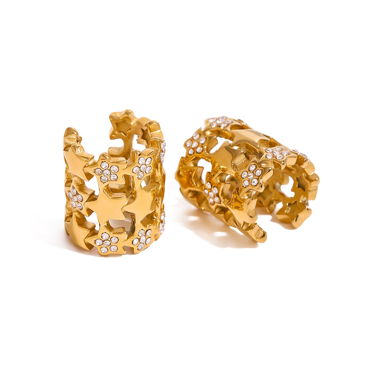 Star 18K Gold CZ Anti Tarnish Stainless Steel Ear Cuff Earrings Bulk