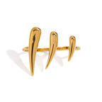 Pointy 18K Gold Anti Tarnish Stainless Steel Dual Finger Ring Bulk