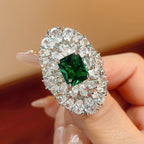 Oval Silver Red Green Pink Cubic Zirconia Crystal Adjustable Ring Bulk