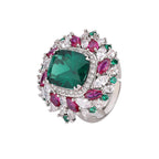 Pink Marquise Emerald Green Multi CZ Silver Anti Tarnish Ring Bulk