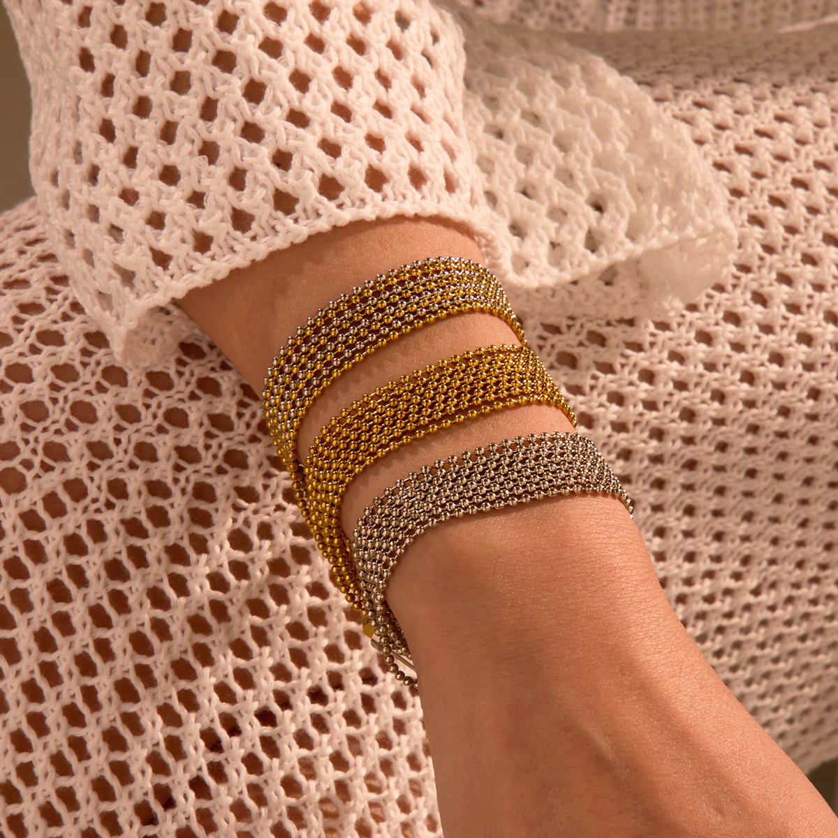 18K Gold Silver Stainless Steel Anti Tarnish Multilayer Bracelet Bulk