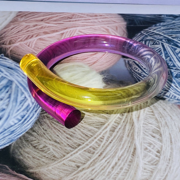 Multicolour Acrylic Resin Yellow Blue Purple Transparent Kada Bangle Bracelet For Women Secondary image