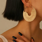 Gold Bohemian Hollow Floral Plain Jewellery Hoop Earrings For Women Bulk