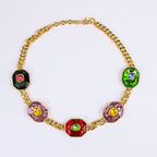 Multi Color Designer Chunky Chain Gold CZ Copper Necklace Combo Set Bulk