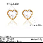Designer Round Teardrop Square Heart Gold CZ Copper Stud Earrings Bulk