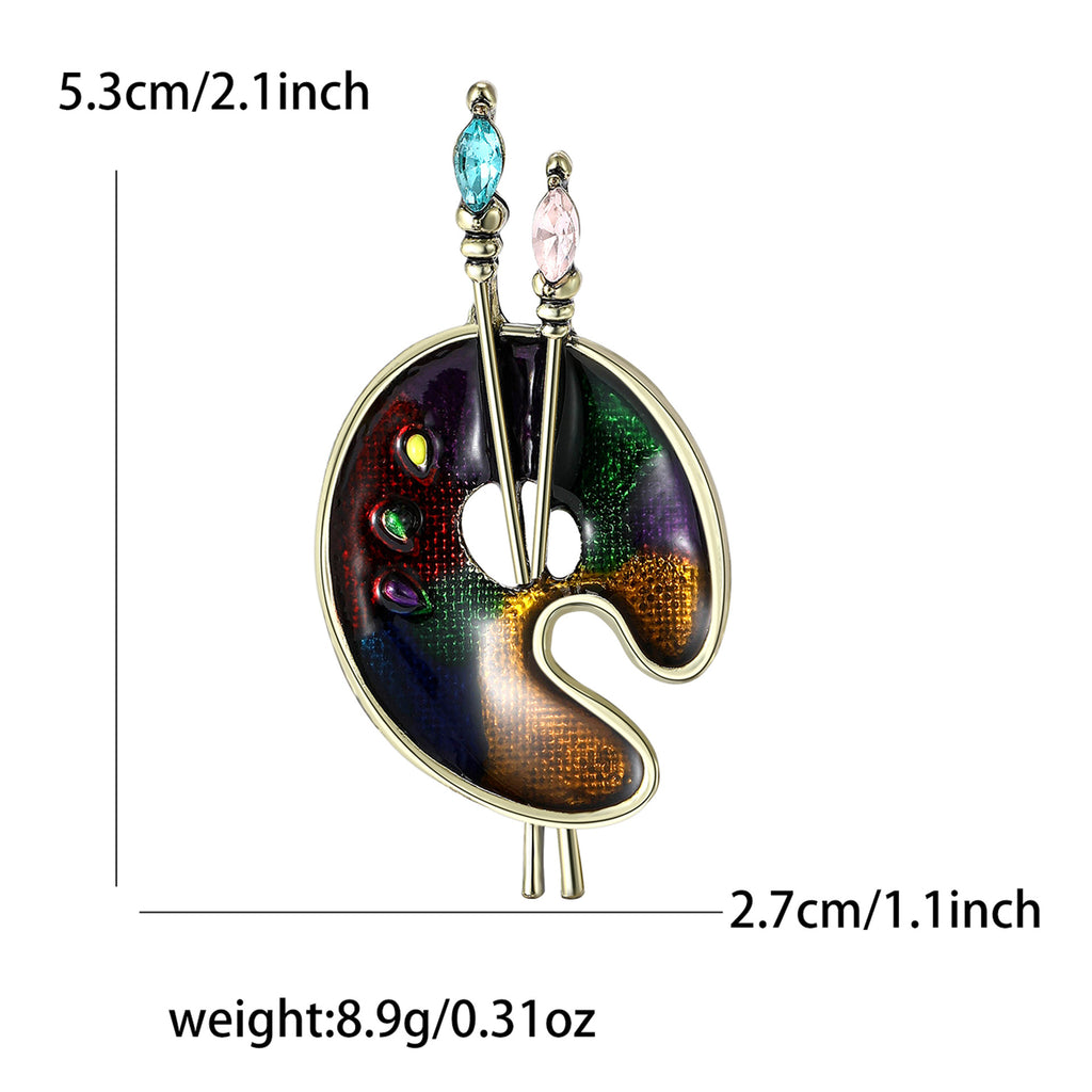 Multi Color Artistic Paint Tray Gold Enamel Brooch For Women Bulk