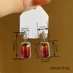 Multi Color Rectangle Silver Plated CZ Dangler Earrings Bulk
